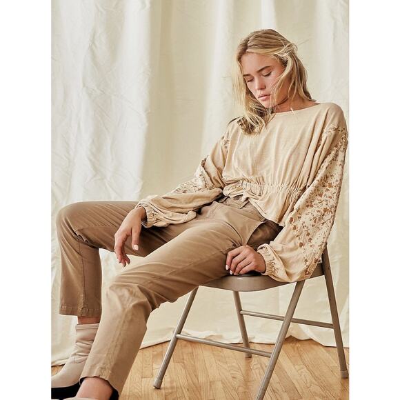 Free People Tan Balloon Sleeve Batwing Top - Picture 1 of 5